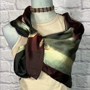 Romeo Gigli Elegant Hand-Rolled Multicolor Silk Scarf